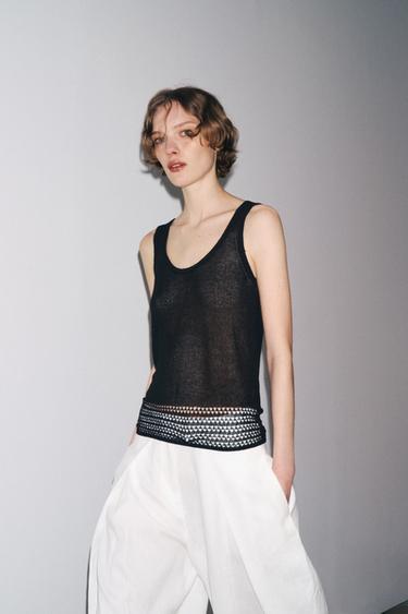 Zara Топ ажурной вязки купить с доставкой.