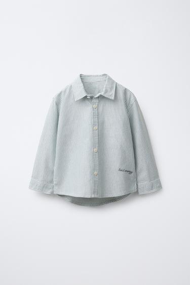 Zara Рубашка в полоску с вышитым текстом купить с доставкой.