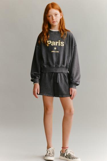Zara Комплект из толстовки и шортов с надписью