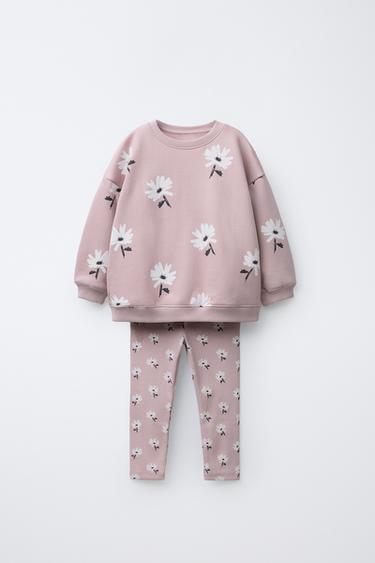 Zara Комплект для бега, толстовка и леггинсы в рубчик с принтом