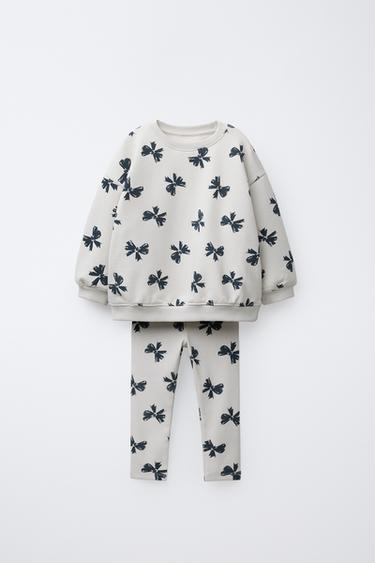 Zara Комплект для бега, толстовка и леггинсы в рубчик с принтом
