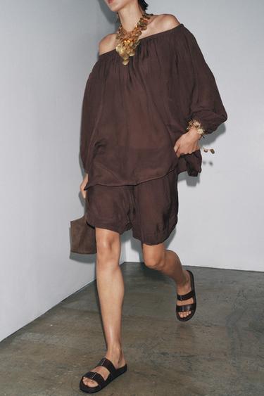 Zara Топ с открытыми плечами ZW COLLECTION