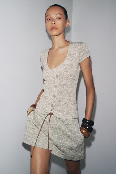 Zara Бермуды в стиле рустик с поясом