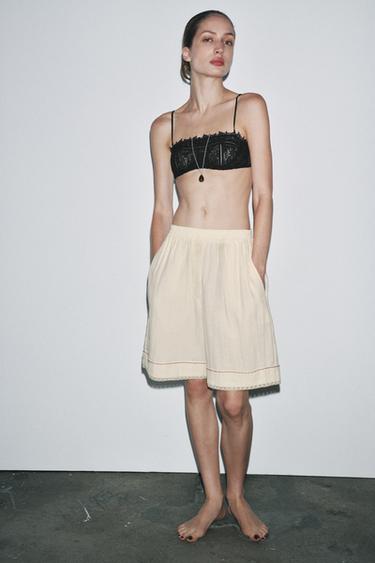 Zara Бермуды из льна с контрастной отделкой LIMITED EDITION