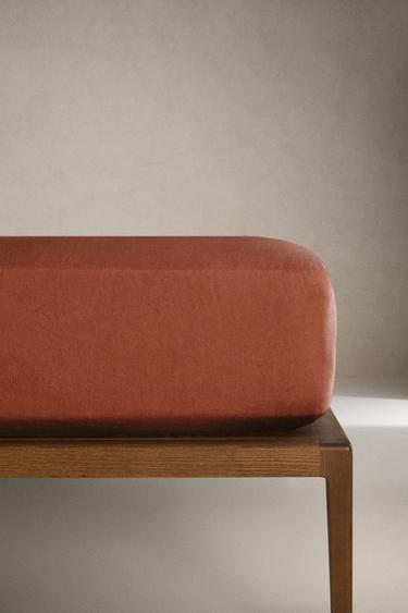 Zara Простыня на резинке из мятого льна | 30 см (140 г/м²)