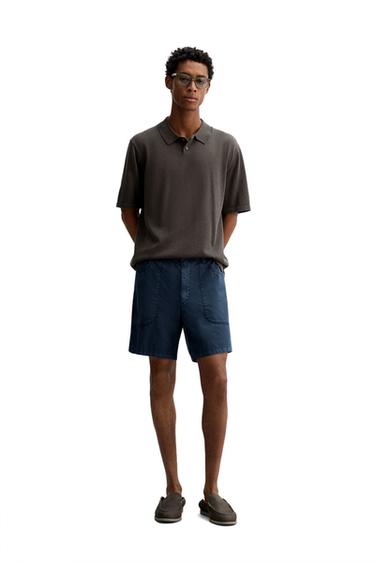 Zara Трикотажное поло из смесового хлопка