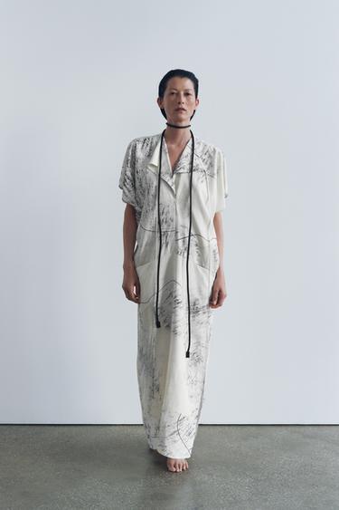 Zara Платье миди с принтом — ZW COLLECTION