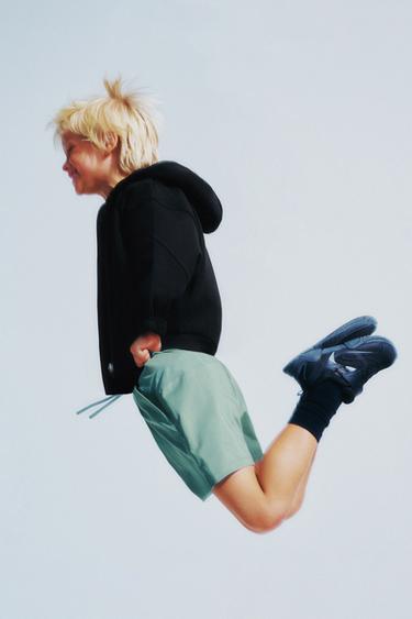 Zara Толстовка INTERLOCK с капюшоном, молнией и логотипом