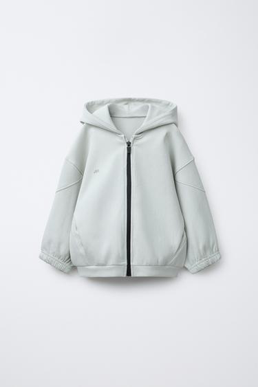 Zara Толстовка INTERLOCK с капюшоном, молнией и логотипом купить с доставкой.