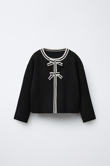 Zara Трикотажный кардиган с бантиками