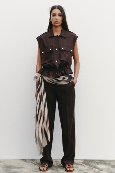 Zara Жилет карго из льна