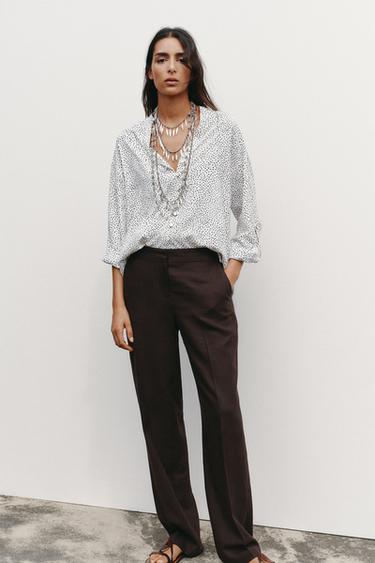 Zara Рубашка в горошек с рукавами с патами купить с доставкой.