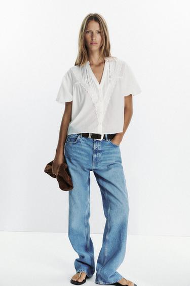 Zara Блуза с рукавами со сборкой по низу купить с доставкой.