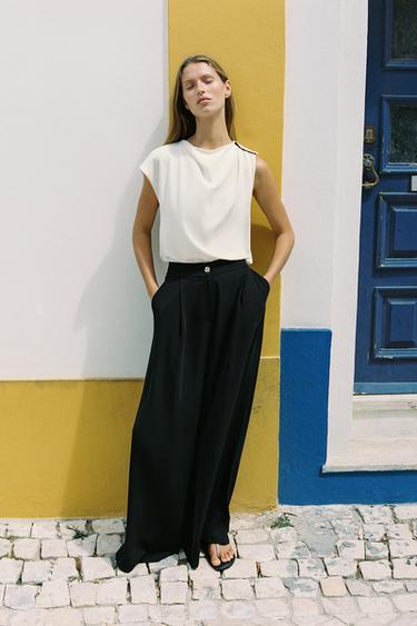 Zara Брюки-палаццо с защипами купить с доставкой.