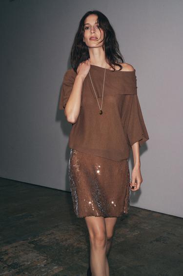 Zara Мини-юбка с пайетками