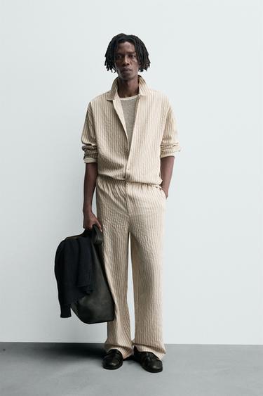 Zara Рубашка из струящейся ткани в полоску с эффектом жатости