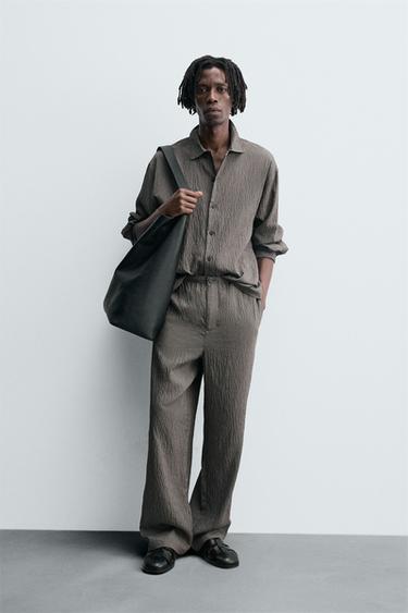 Zara Рубашка из струящейся ткани в полоску с эффектом жатости