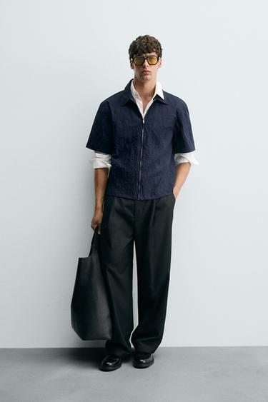 Zara Рубашка с эффектом помятости на молнии купить с доставкой.