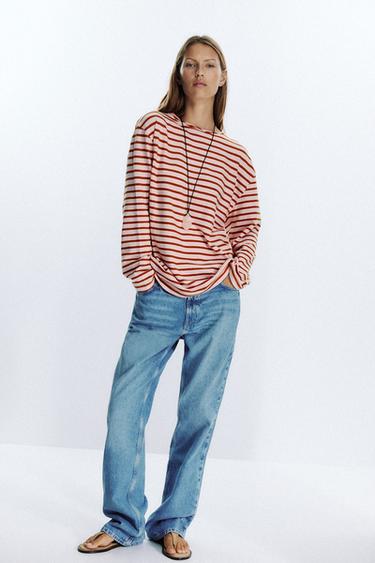 Zara Хлопковая футболка в полоску