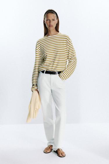 Zara Хлопковая футболка в полоску