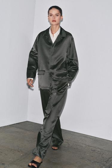 Zara Блейзер из атласной ткани с льном — ZW COLLECTION купить с доставкой.