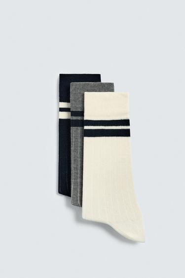 Zara Набор из 3 пар носков в полоску купить с доставкой.
