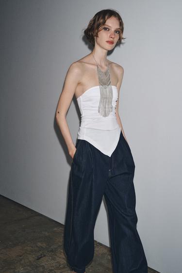 Zara Топ без бретелей асимметричного кроя купить с доставкой.