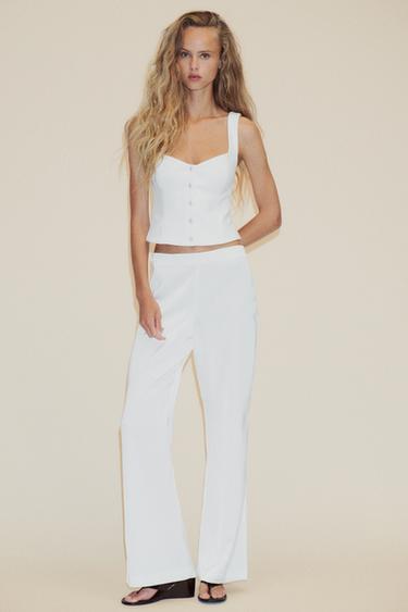 Zara Топ из крепа с пуговицей-украшением купить с доставкой.