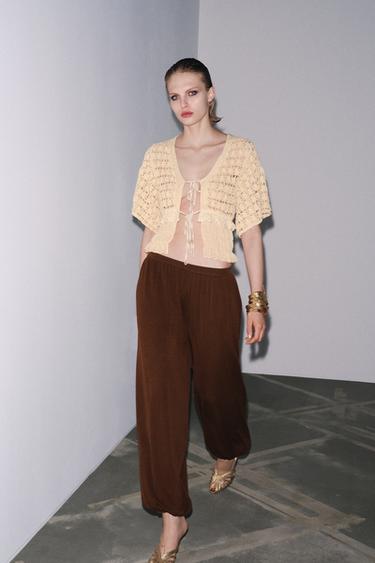 Zara Комбинированный трикотажный кардиган