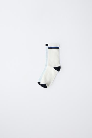 Zara Набор из двух пар носков с логотипом и полосками