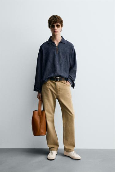 Zara Джинсовая рубашка из хлопка и льна