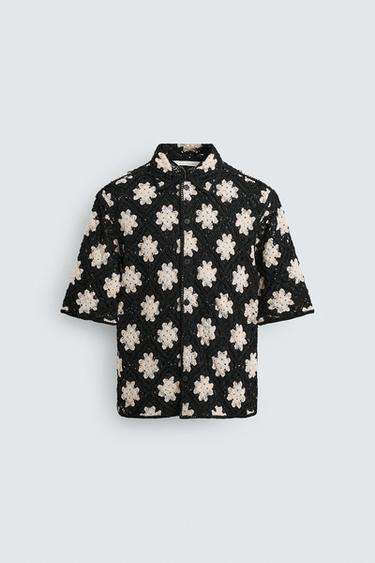 Zara Рубашка с кружевной вязкой купить с доставкой.