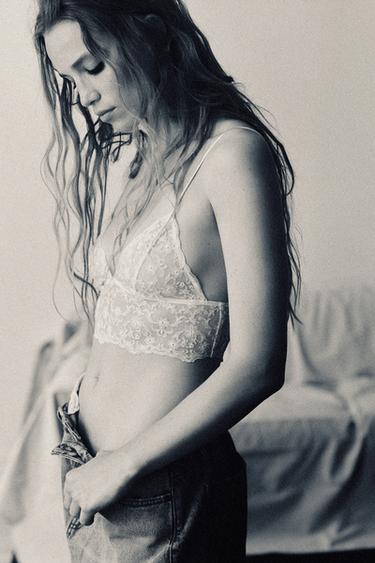 Zara Кружевной бралетт бандо с вышивкой