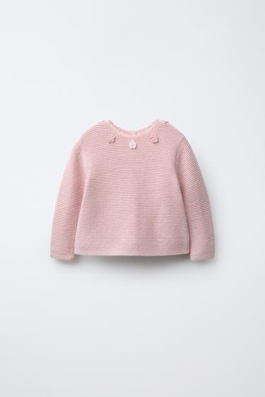 Zara Трикотажный джемпер с цветами, связанными крючком купить с доставкой.