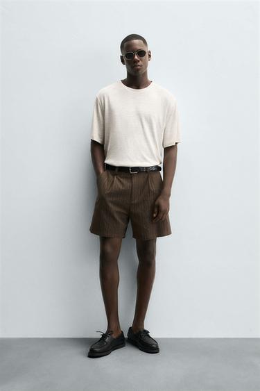 Zara Футболка в полоску из конопли и вискозы