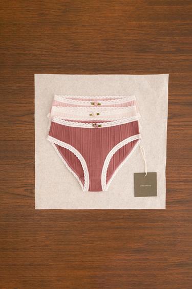 Zara ZARA TIMELESS - набор из трех трусов POINTELLE с цветом