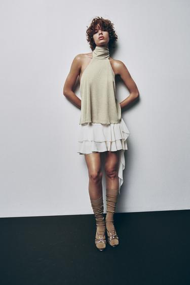 Zara Кожаные босоножки с ремешками и узлом