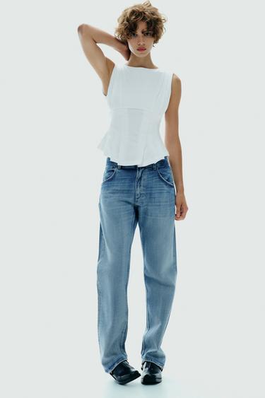 Zara Футболка со складками и молнией