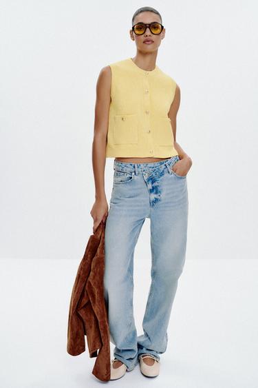 Zara Однотонный трикотажный топ без рукавов