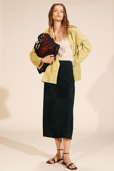 Zara Рубашка с карманом из замши LIMITED EDITION