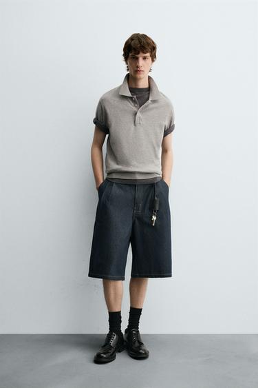 Zara Джинсовые шорты RELAXED FIT со складками