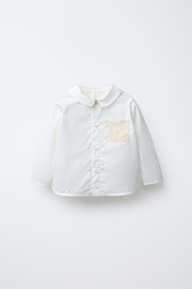 Zara Рубашка с кружевным карманом купить с доставкой.