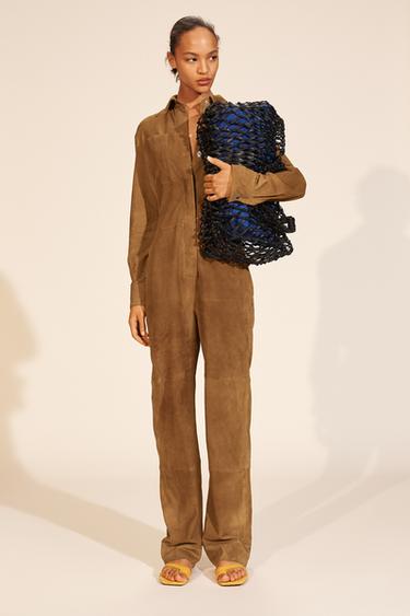 Zara Сумка-шоппер из ограниченной коллекции из кожи с плетеным узором