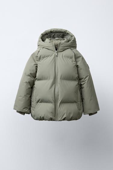 Zara Стеганая куртка WATER REPELLENT с капюшоном