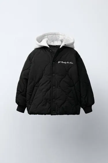 Стеганый бомбер с капюшоном WATER REPELLENT