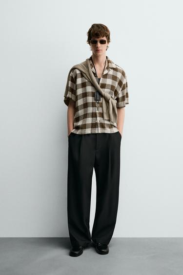Zara Рубашка из ткани в клетку купить с доставкой.