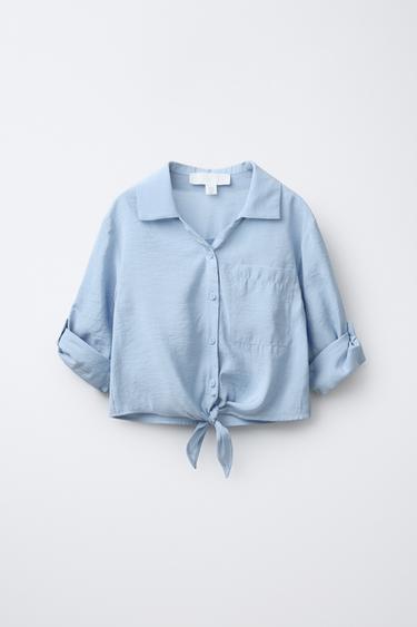 Zara Рубашка струящегося кроя с узлом купить с доставкой.