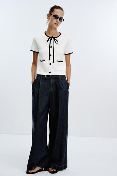 Zara Трикотажная куртка с контрастной отделкой купить с доставкой.