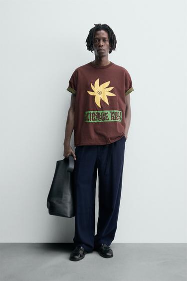 Zara Футболка с текстовым принтом