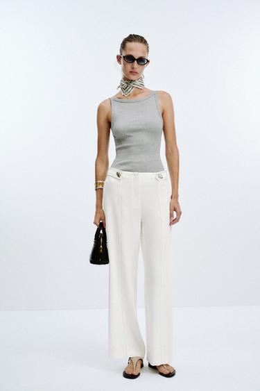 Zara Брюки со шлевками и контрастной строчкой